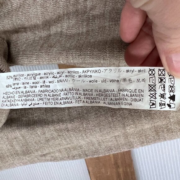 Zara Wool Blend Heathered Brown Lightweight Turtleneck‎ Sweater Sz L - Picture 12 of 13